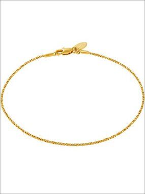 24K Gold Plated Twisted Box Chain Anklet Ankle Bracelet Made in USA
